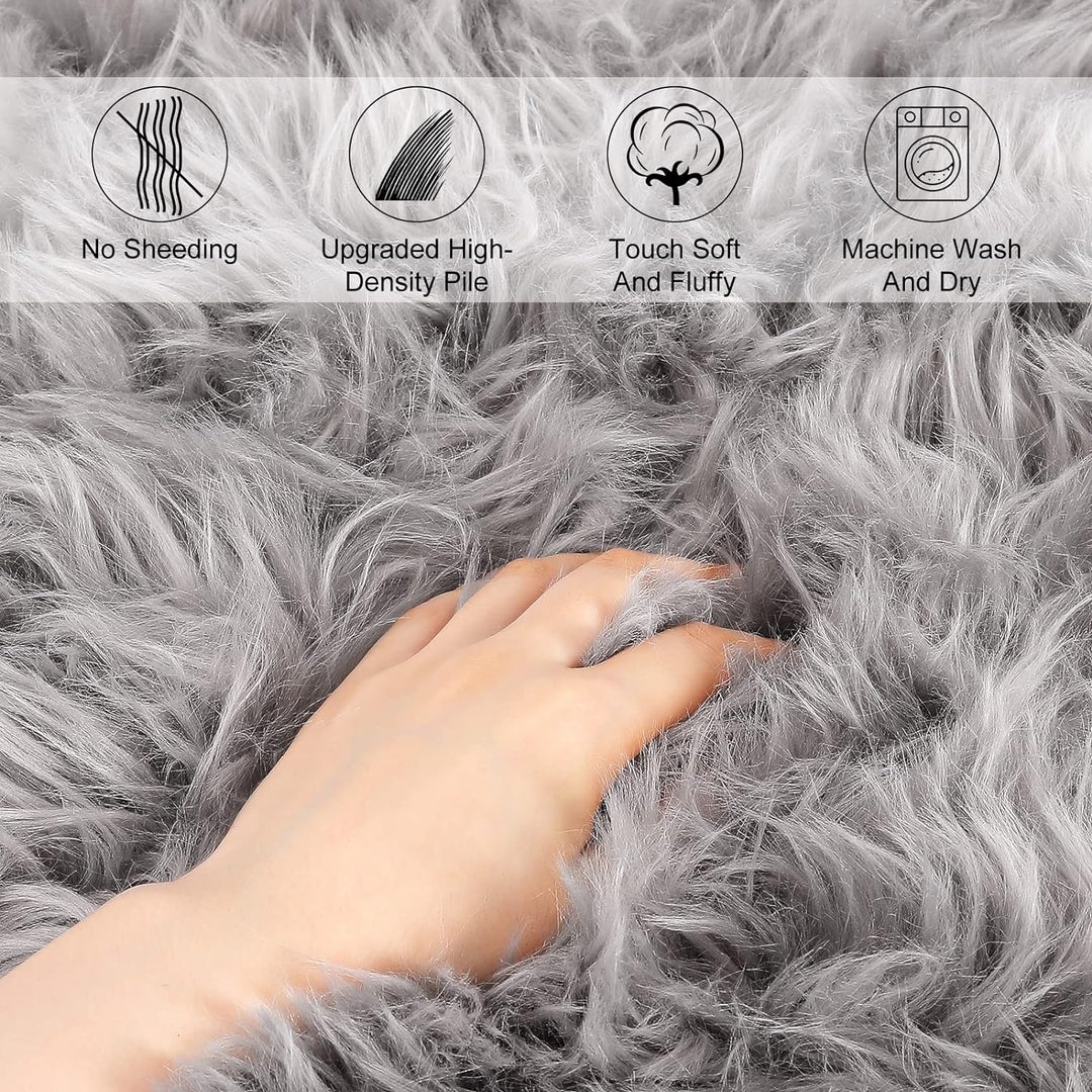 HEQUN Faux Lammfell Schaffell Teppich Kunstfell Dekofell Lammfellimitat Teppich Longhair Fell Nachah