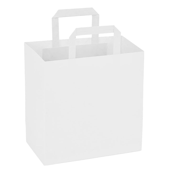 verpacking 250 Papiertragetaschen mit Flachhenkel 27 x 32 x 17 cm Weiss - Papiertüten Bio Papiertasc