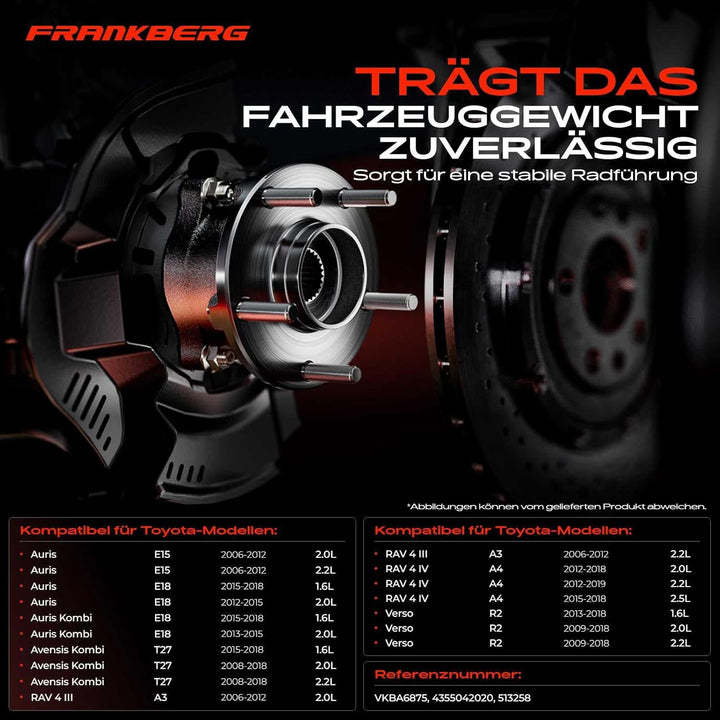 Frankberg 2x Radnabe Radlagersatz Vorne Links Rechts Kompatibel mit A.u.r.i.s E15 2.2L 2006-2012 E18