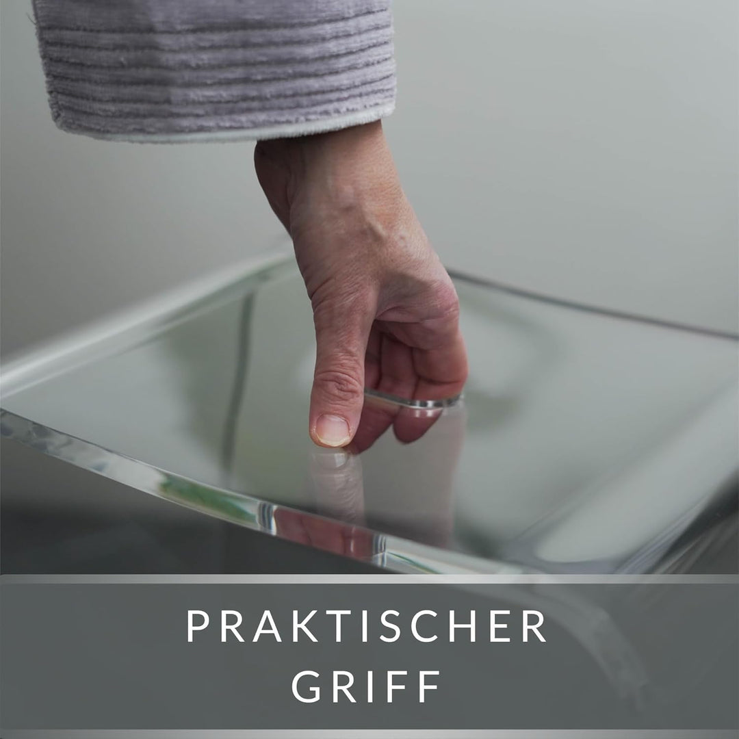 Badhocker Meran XL – transparenter Acrylhocker mit extra grosser Sitzfläche – moderner Duschhocker m