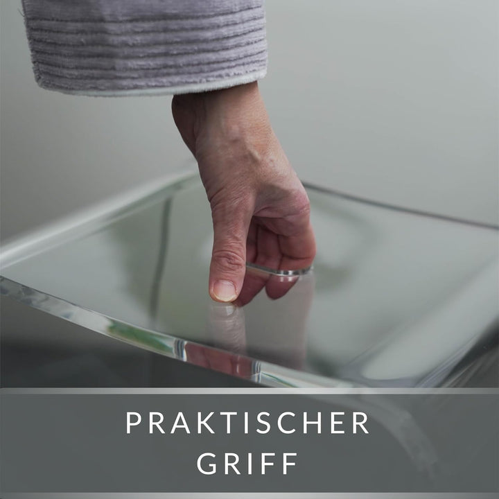 Badhocker Meran XL – transparenter Acrylhocker mit extra grosser Sitzfläche – moderner Duschhocker m