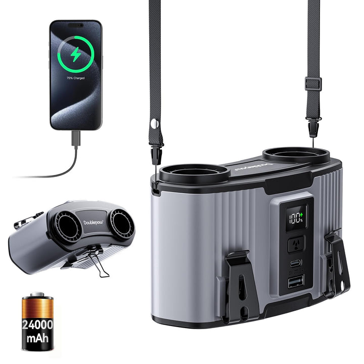 24000mAh Tragbarer Taillen Ventilator, Wiederaufladbarer Clip-Lüfter, Doppelmotor mit Doppelluftkana