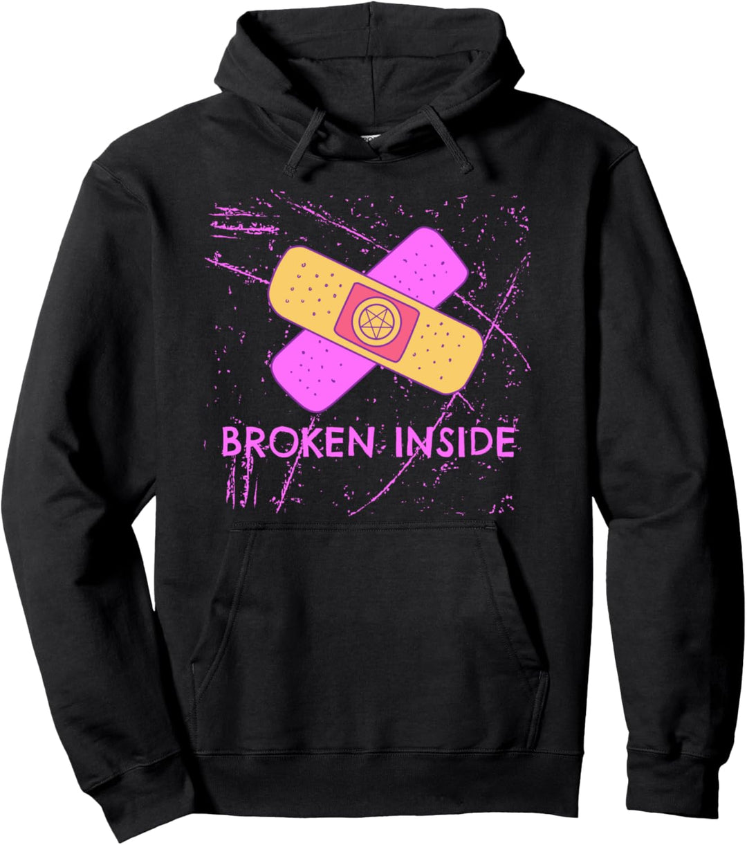 Broken Inside Pastel Goth Creepy Kawaii Pullover Hoodie