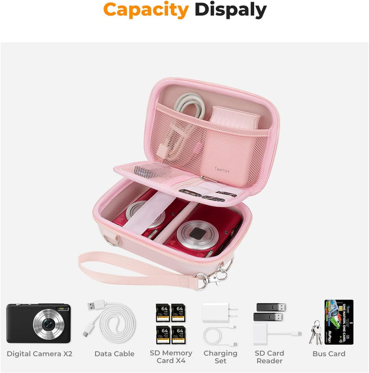K&F Concept Digitalkamera Tasche kompatibel Fotokamera Tasche Eva-Hartschalendesign (nur Hülle) Rosa