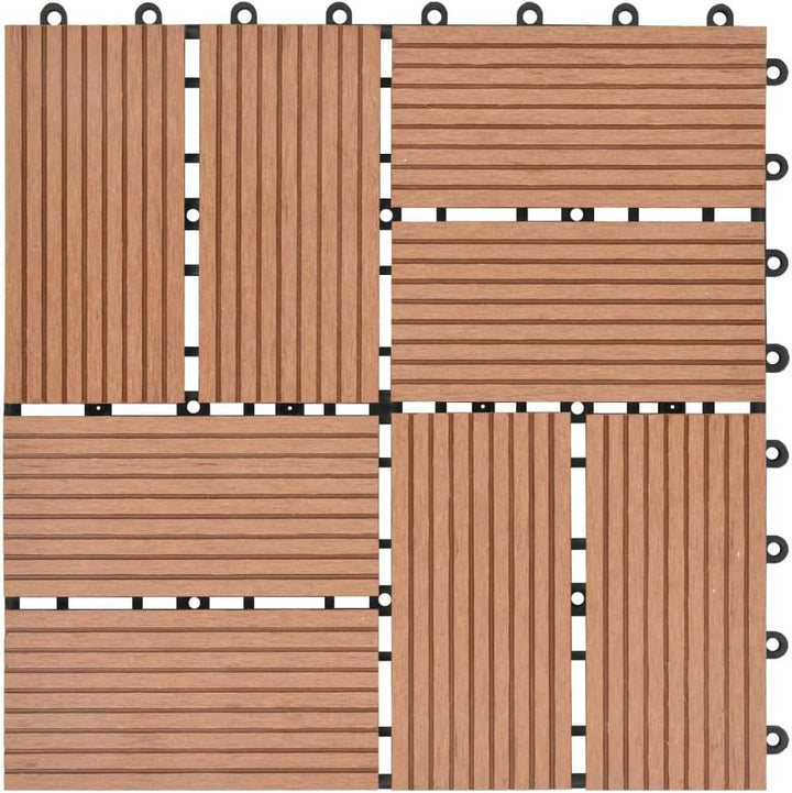 Gecheer 11 Stück Terrassenfliesen WPC Fliesen Balkon Bodenbelag Gartenfliese Balkonfliese Klickflies