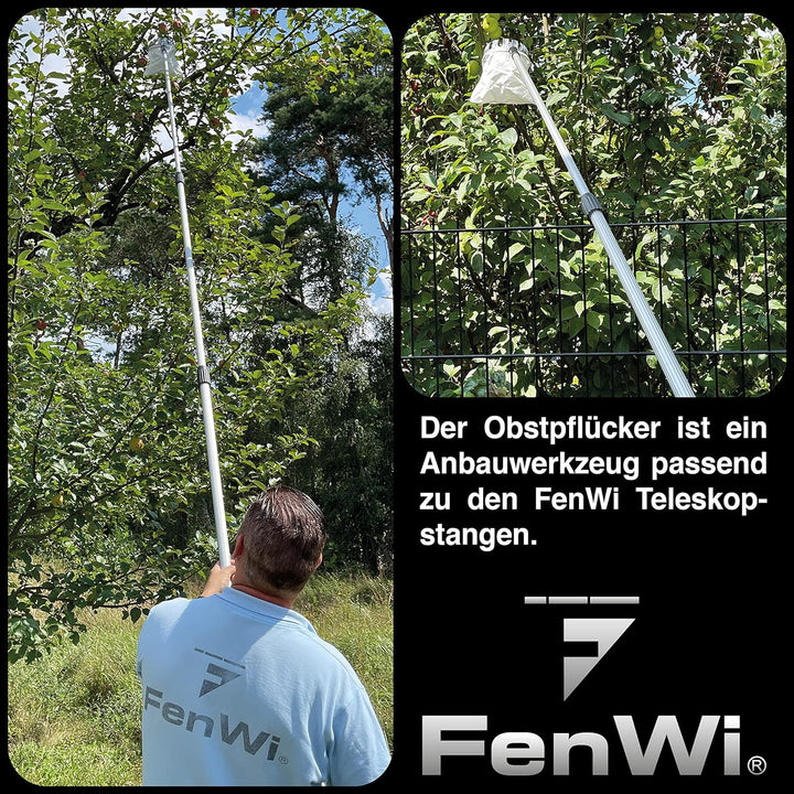 FenWi Apfelpflücker, Obstpflücker zur Obsternte als Zubehör und Anbaugerät Teleskop-Sets und Alu-Tel