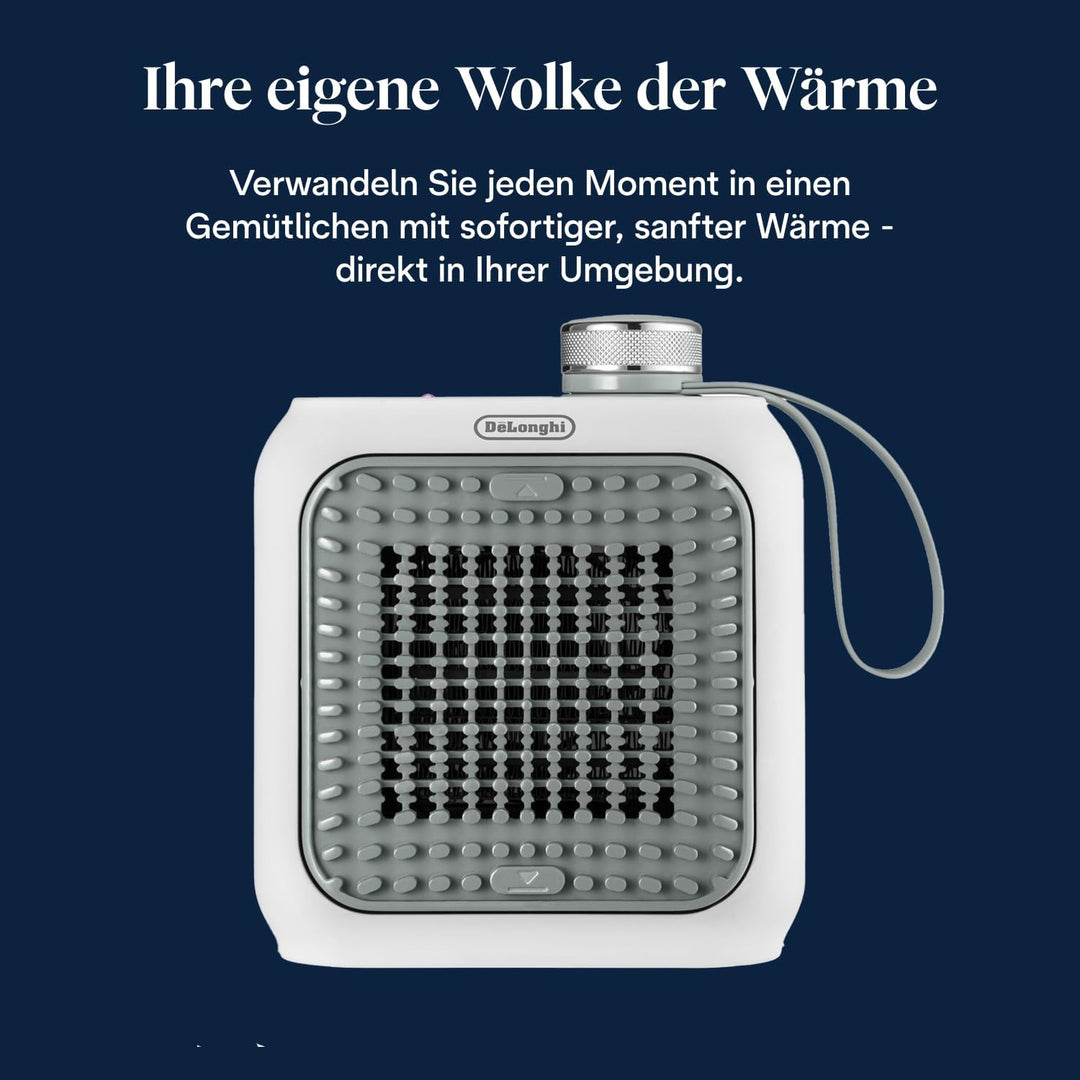 De'Longhi Capsule Desk Keramik-Heizlüfter HFX10B03.GR, leiser Mini-Schnellheizer, ausrichtbarem Gitt