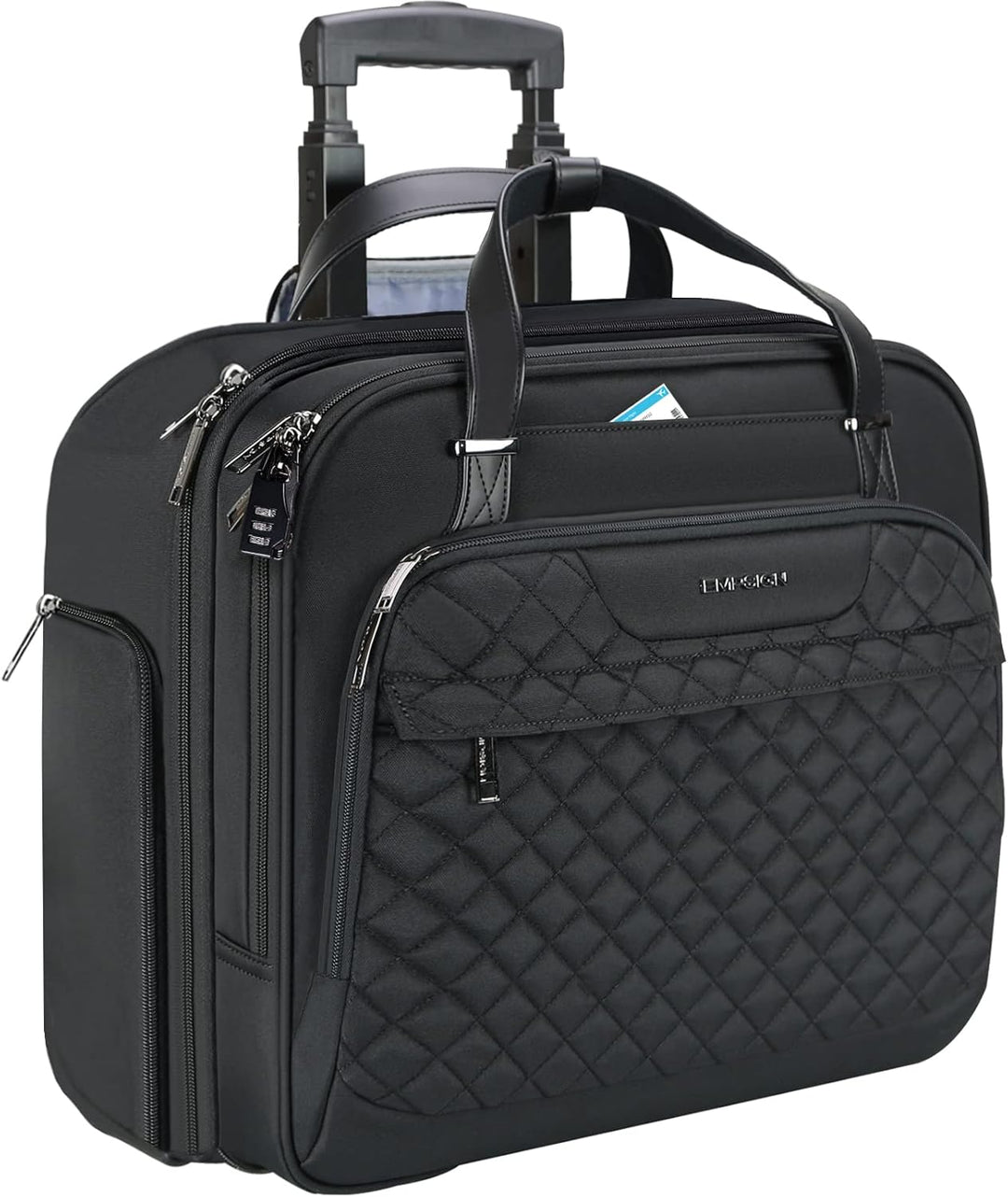 EMPSIGN Trolley Business Rolling Laptop mit Rädern, Rolling Laptoptasche für Frauen passt bis zu 15.