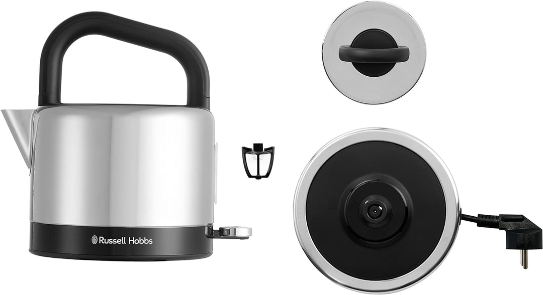 Russell Hobbs Wasserkocher [1,5l] Distinctions Edelstahl Schwarz (Schnellkochfunktion, herausnehmbar