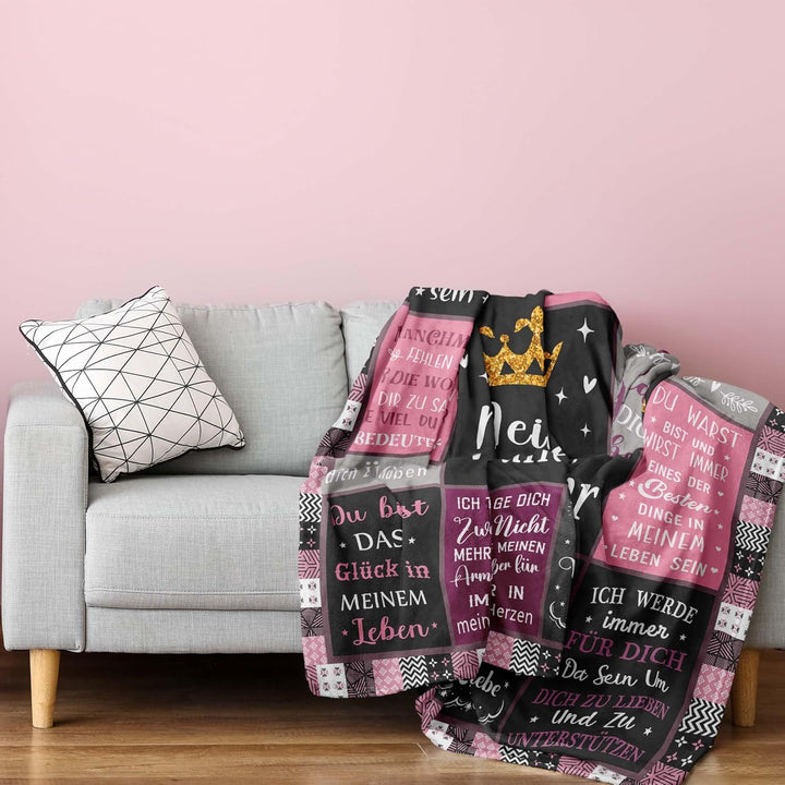 Tochter Geschenk Decke 130X150CM, Geschenk für Tochter von Mama Mutter Papa, Rosa Kreatives Geschenk