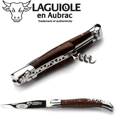 Laguiole en Aubrac Taschenmesser mit Korkenzieher L0312AMIF 12 cm, Griffschalen Schlangenholz, Kling