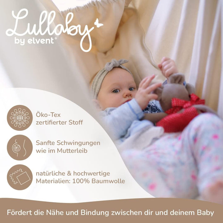 Lullaby Federwiege Set mit Matratze, 100% Baumwolle, Made in Germany (Baby Hängewiege mit Deckenbefe