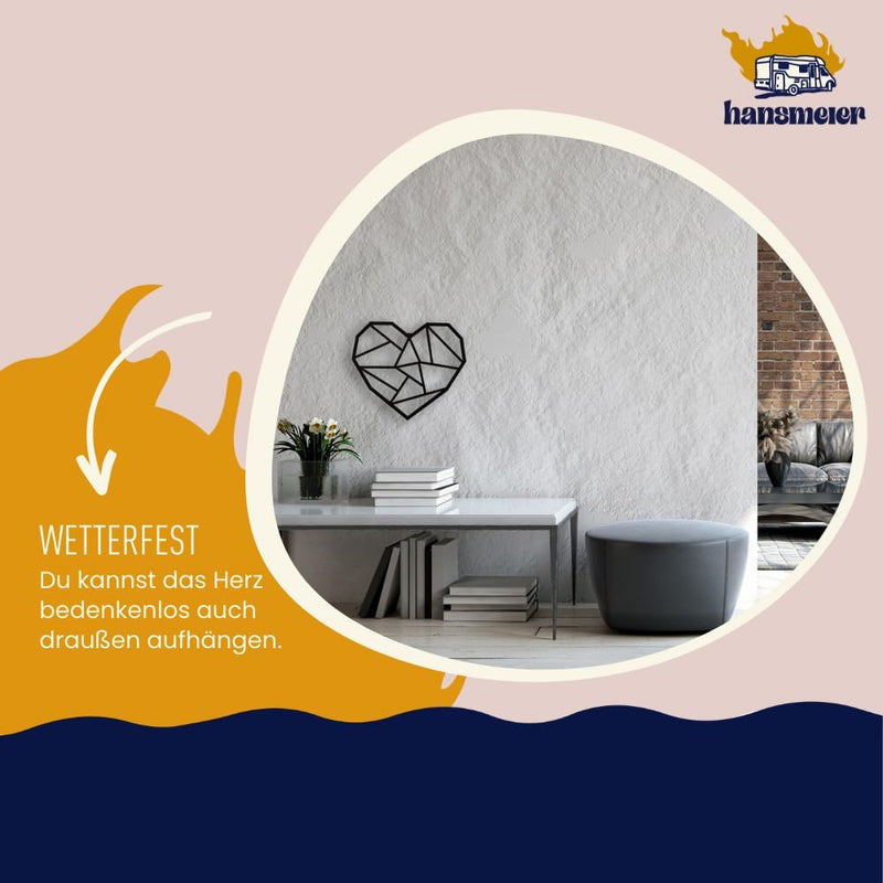 Hansmeier® Wanddeko Herz aus Metall | 39 x 33 cm | Wasserfest | Für Aussen, Innen, Balkon & Garten |