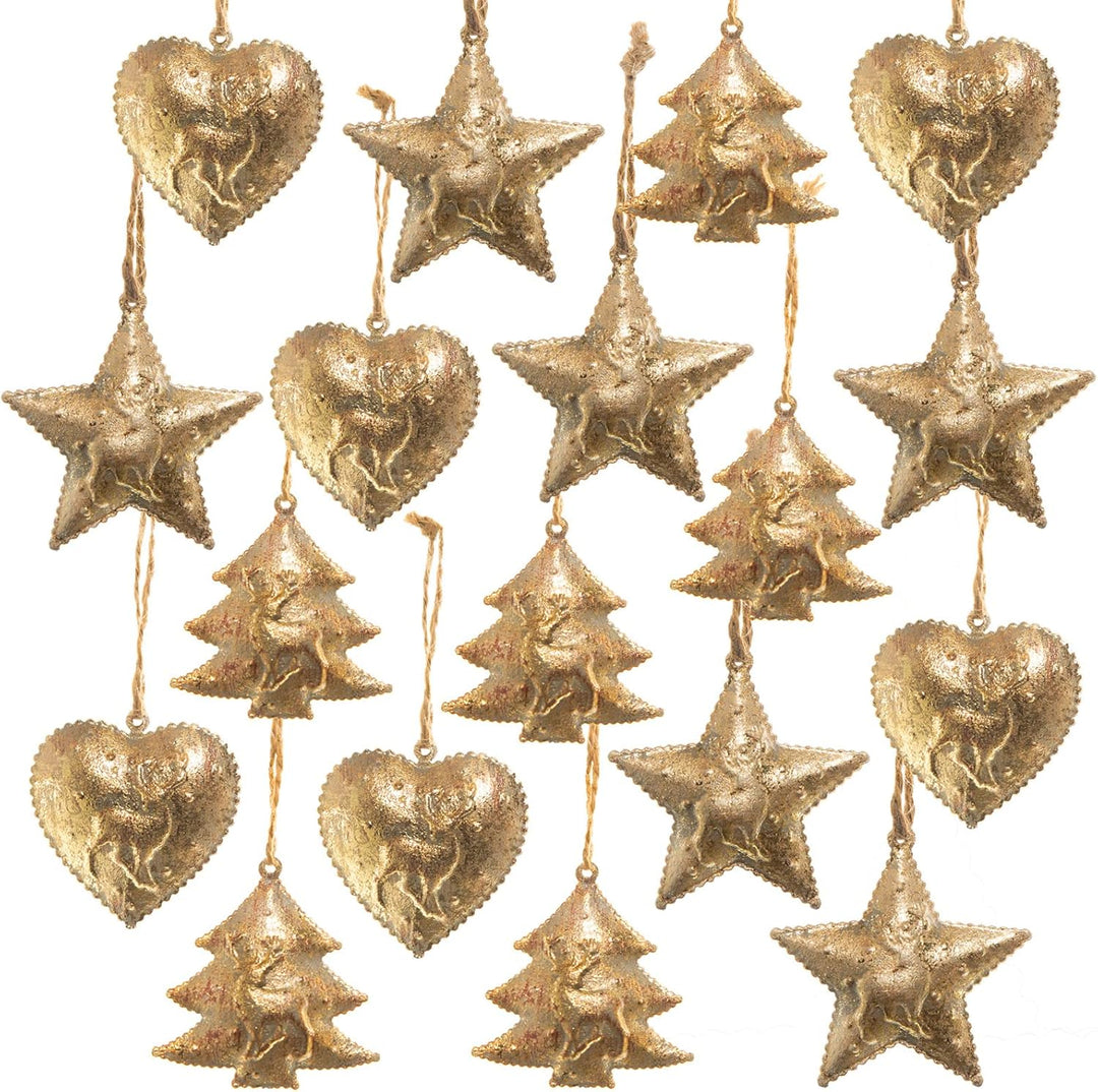 Logbuch-Verlag 18 goldene Weihnachten Anhänger aus Metall 5 cm Goldfarbene Christbaumanhänger Baumbe