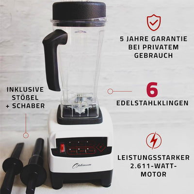 Hochleistungsmixer Optimum 9200A, 2611 Watt, 3.5PS, 6 Edelstahlklingen, 48000 U/min, 2L BPA-freier B