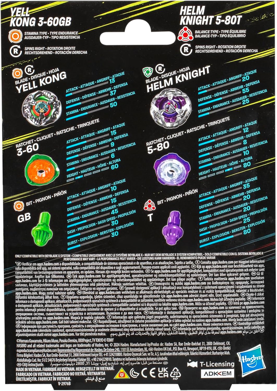 Beyblade X Yell Kong 3-60GB and Helm Knight 5-80T Kreisel Dual Pack, Set