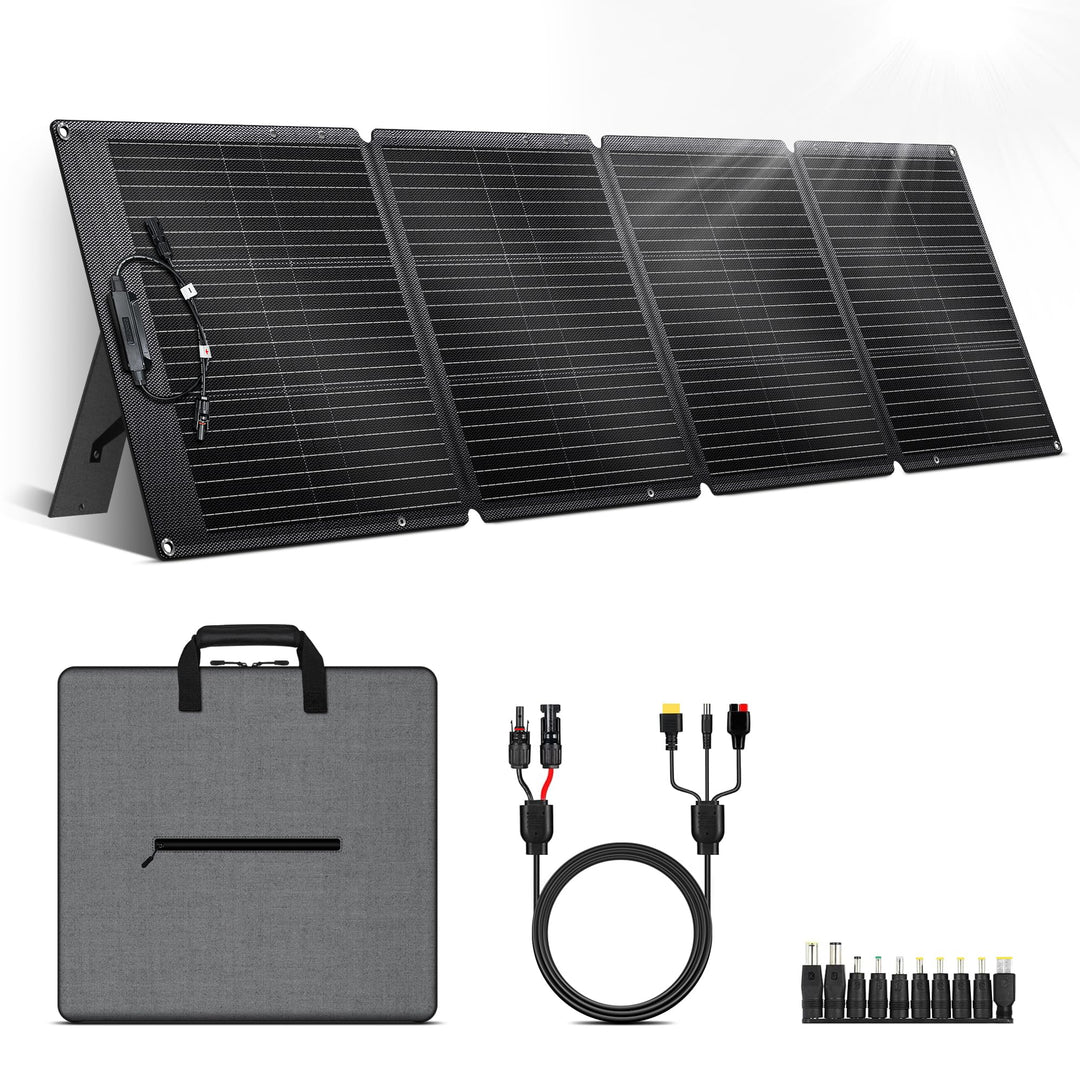 200W Tragbares Solarpanel, 20.5V Faltbares Solarpanel Kit mit 10 Anschlüssen, Solar Panel mit Stände