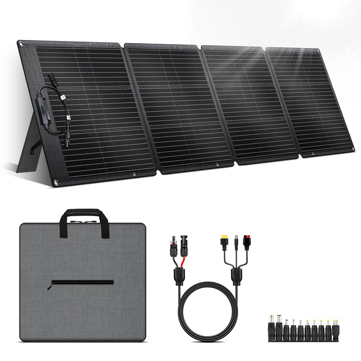 200W Tragbares Solarpanel, 20.5V Faltbares Solarpanel Kit mit 10 Anschlüssen, Solar Panel mit Stände