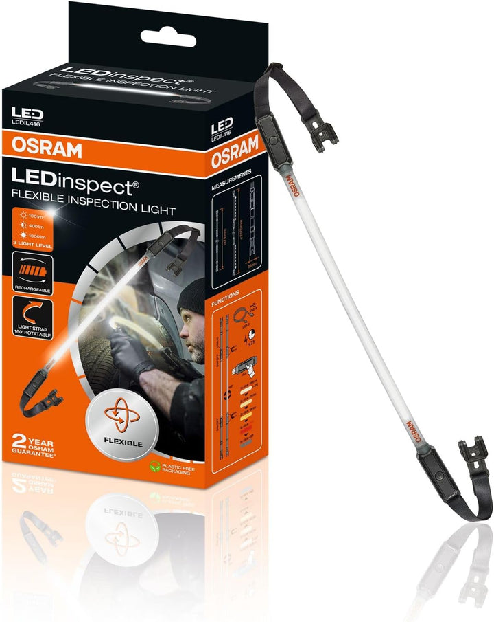 Osram LEDinspect Flexible Inspection Light, wiederaufladbare LED-Inspektionsleuchte, 6000K, Helligke