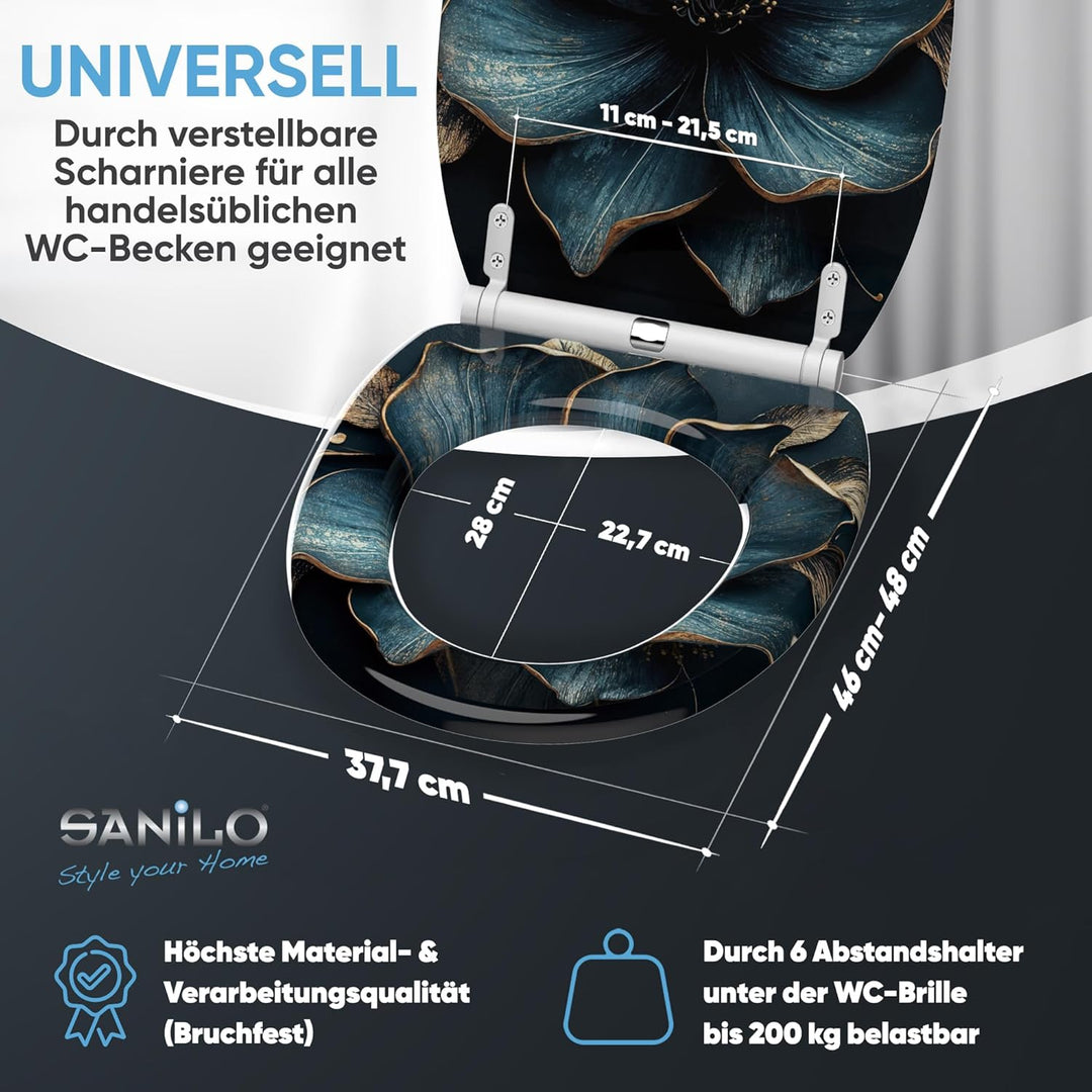 Sanilo WC Sitz mit Absenkautomatik & Schnellverschluss, Toilettendeckel per Knopfdruck abnehmbar, ei