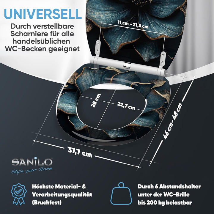 Sanilo WC Sitz mit Absenkautomatik & Schnellverschluss, Toilettendeckel per Knopfdruck abnehmbar, ei