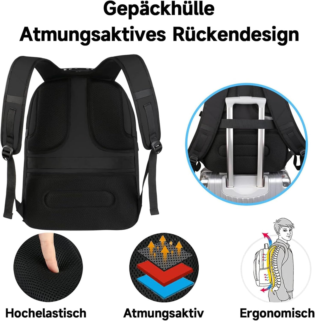 Laptop Rucksack Herren, 18 Zoll Grosser Arbeitsrucksack Reiserucksack Wasserdicht, mit USB Ladeansch