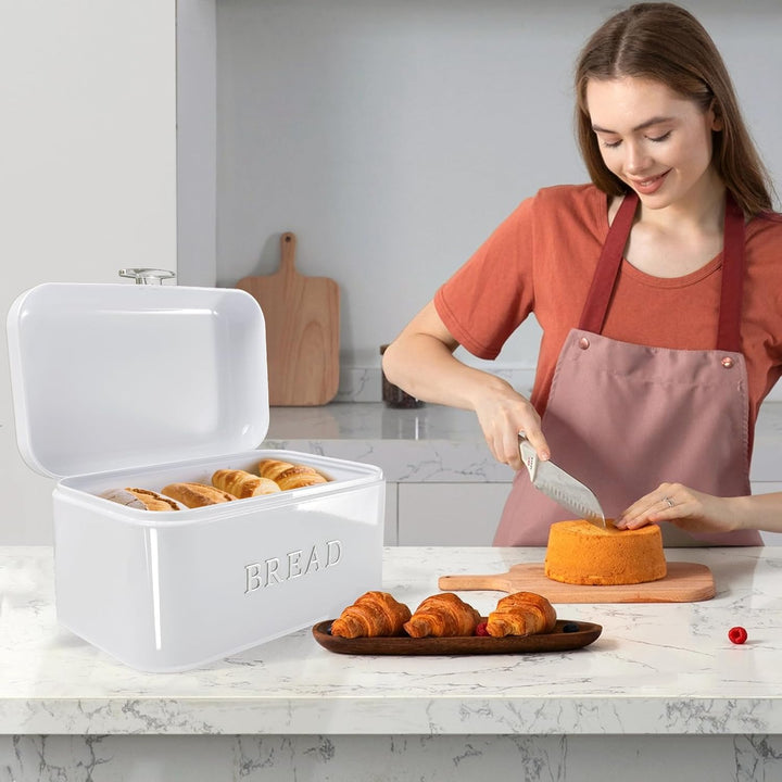 Brotkasten Grosser Metall-Brotkasten mit Deckel Ideales Breadbox zur langen Aufbewahrung von Brot &