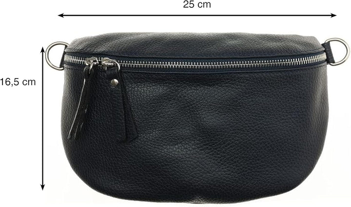 Zwillingsherz Bauchtasche mit Reissverschluss aus 100% Echtleder - Hochwertige Schultertasche zum Um