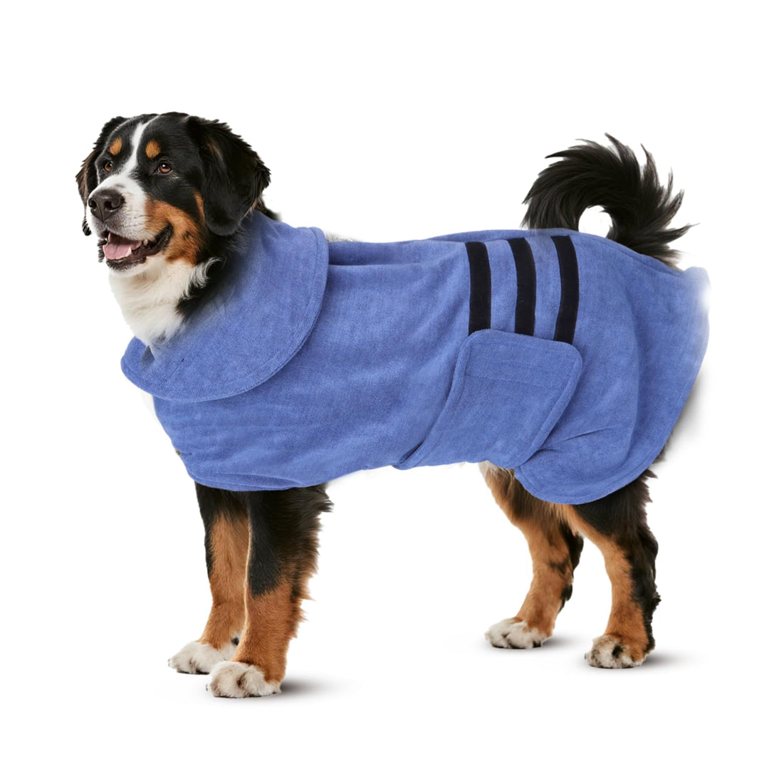 Nobleza Hundebademantel Mikrofaser mit Klettverschluss,Super saugfähig und schnell trocknend,Bademan