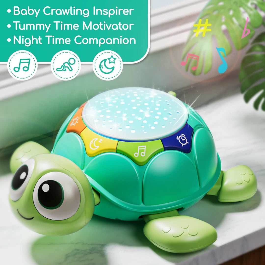 Lehoo Castle Baby Krabbel Spielzeug ab 3 6 9 Monate, Schildkröten Baby Spielzeug mit Musik und Proje