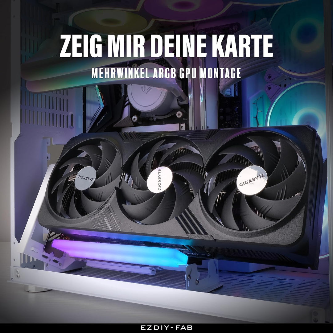 EZDIY-FAB PCIe 4.0 GPU Halterung mit ARGB LED-Modul,Multi-Winkel-Einstellung mit All Weissem Riser K