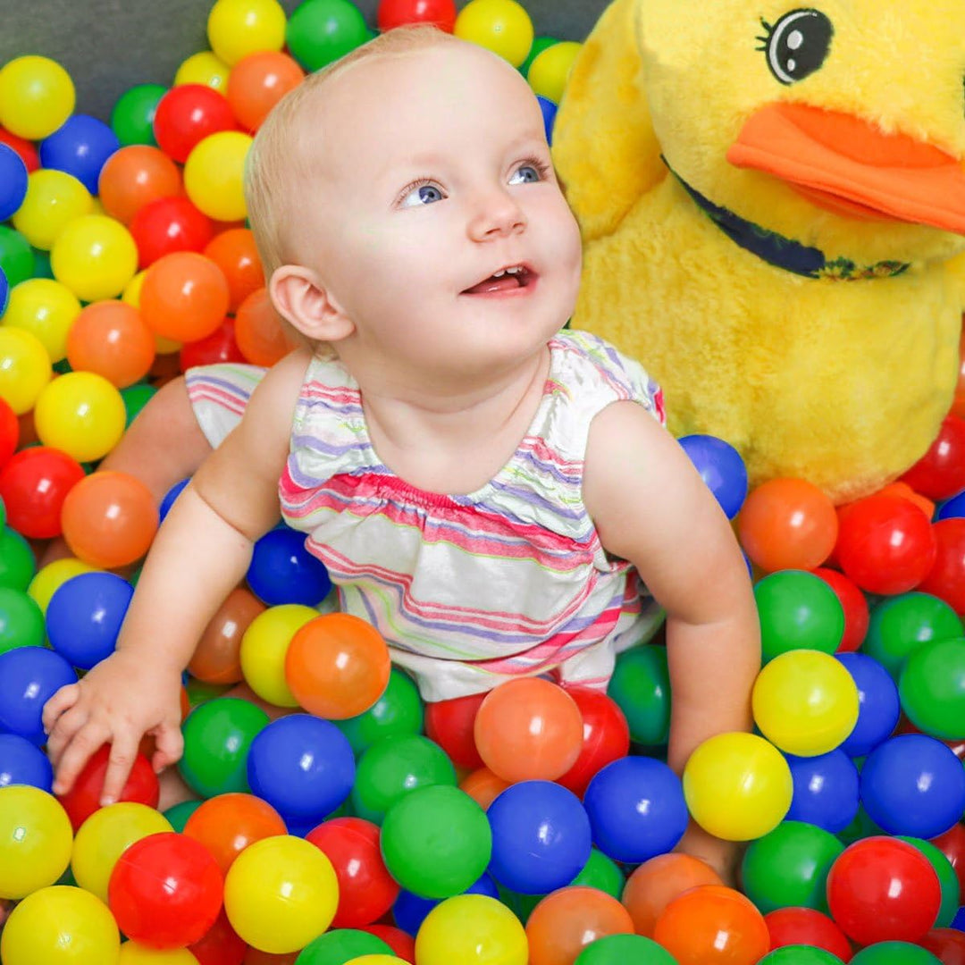 LittleTom 120 Bunte Bälle für Bällebad 5,5cm Babybälle Plastikbälle Baby Spielbälle, 120