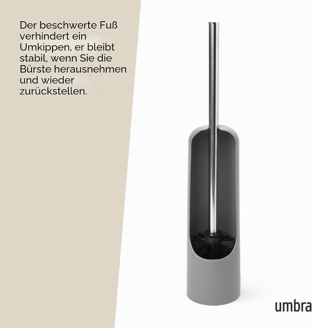 Umbra Touch WC-Bürste mit Halterung – Toilettenbürste mit verstecktem Behälter, langlebig, Schlichte