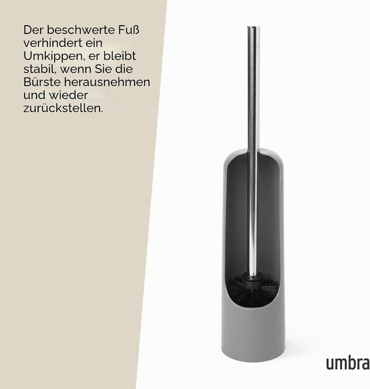 Umbra Touch WC-Bürste mit Halterung – Toilettenbürste mit verstecktem Behälter, langlebig, Schlichte
