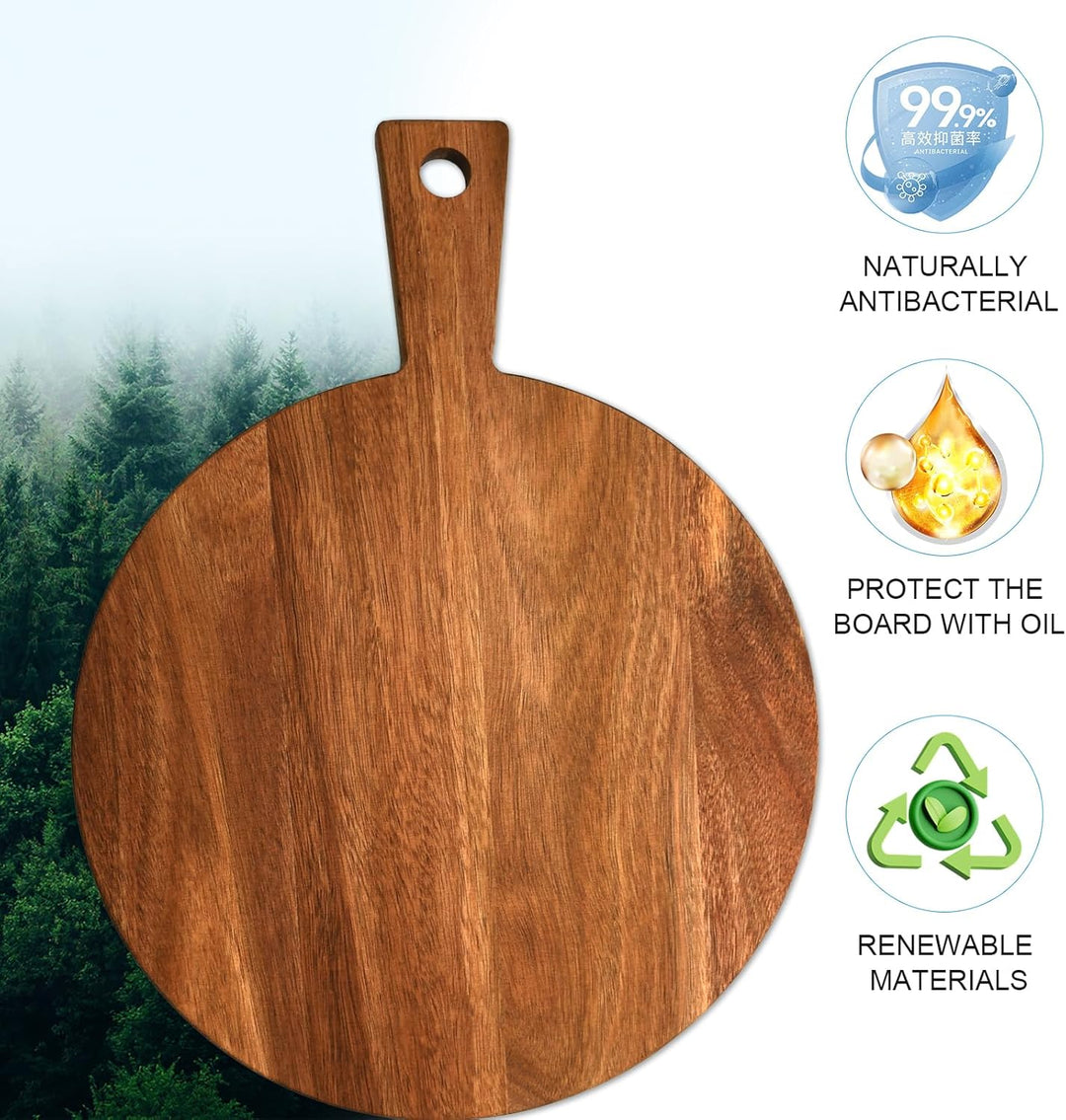 Akazienholz Pizzateller Pizzabrett Mit Griff Pizzaschieber Holz 30 X 40 X 1,5cm Pizza Teller füR Piz