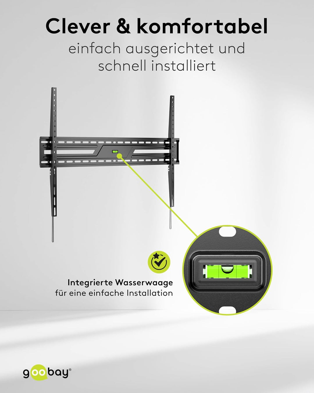goobay TV Wandhalterung -Fixed- 43 bis 100 Zoll (109-245 cm) Extraflache Wandhalterung (2,7 cm Absta