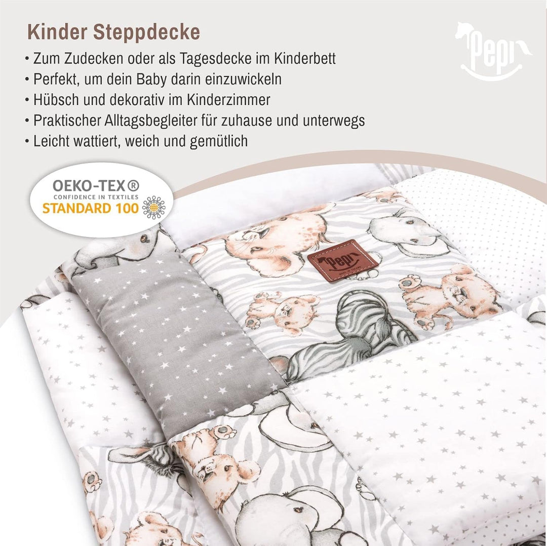 Pepi - Patchwork Baby Bettdecke und Kissen - Baby Decke und Kissen Set - Kinderbettdecke - Bettdecke