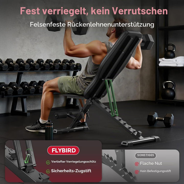 FLYBIRD Adjustable Bench,Utility Weight Bench for Full Body Workout- Multi-Purpose Foldable incline/