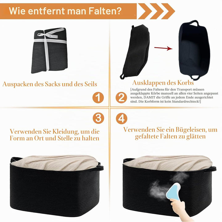 Aufbewahrungskorb, Aufbewahrungskorb Kinder mit Griffen, Korb Aufbewahrung Gross Faltbarer Wäschekor