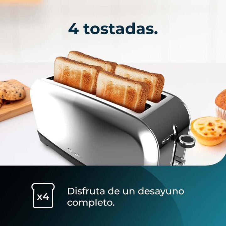 Cecotec Vertikaler Toaster Toastin' time 1500 Inox, 1500W, Doppelter langer und breiter Schlitz 3,8