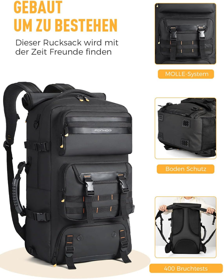 Ponhog Travel Backpack for Men - 50L Convertible Duffle Bag with Shoe Compartment, Carry On Laptop B