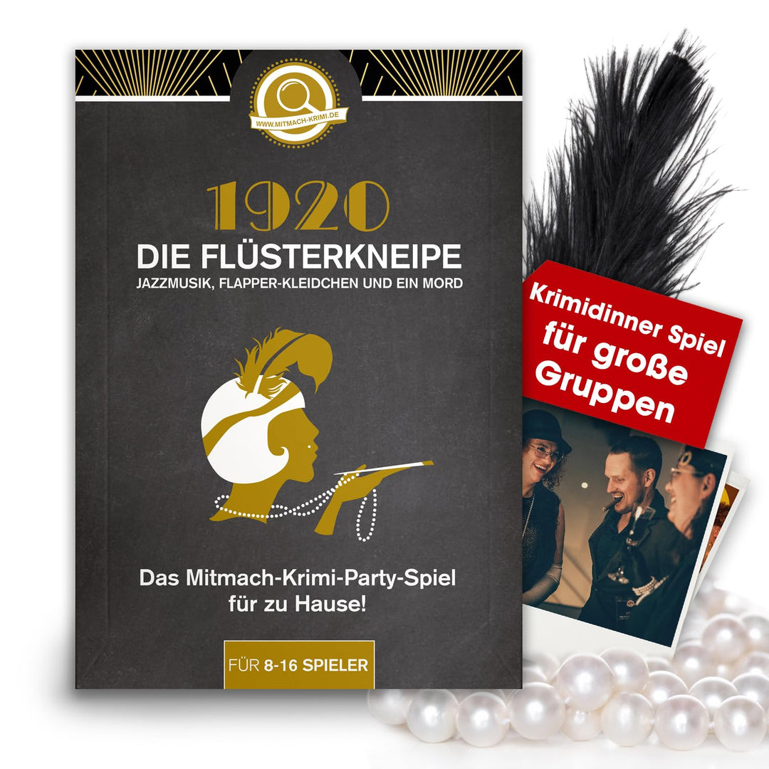 Krimidinner Partyspiel: 1920 Die Flüsterkneipe – Jazzmusik, Flapper-Kleidchen und EIN Mord (für 8-16