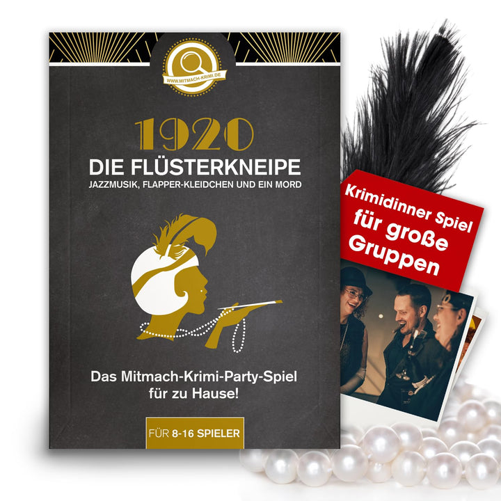 Krimidinner Partyspiel: 1920 Die Flüsterkneipe – Jazzmusik, Flapper-Kleidchen und EIN Mord (für 8-16