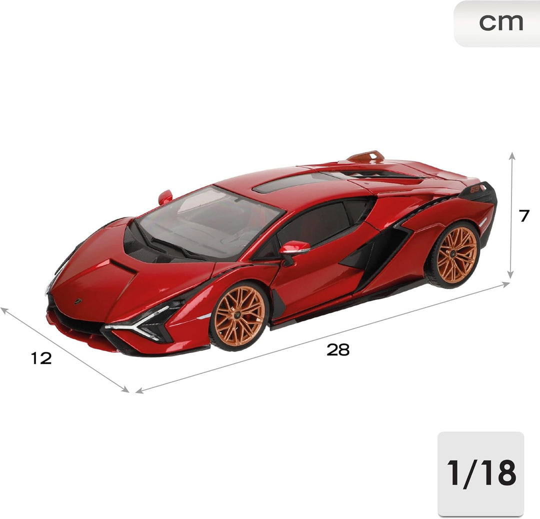 Bburago Lamborghini Sian FKP 37: Modellauto im Massstab 1:18, Türen, Kofferraum und Motorhaube beweg
