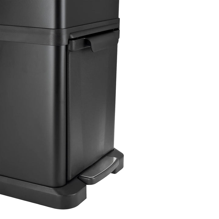 SVITA 3XCOMBO32 Mülleimer Treteimer Abfalleimer Mülltrennung mit Schubfächern Schwarz (32 Liter 2x8L