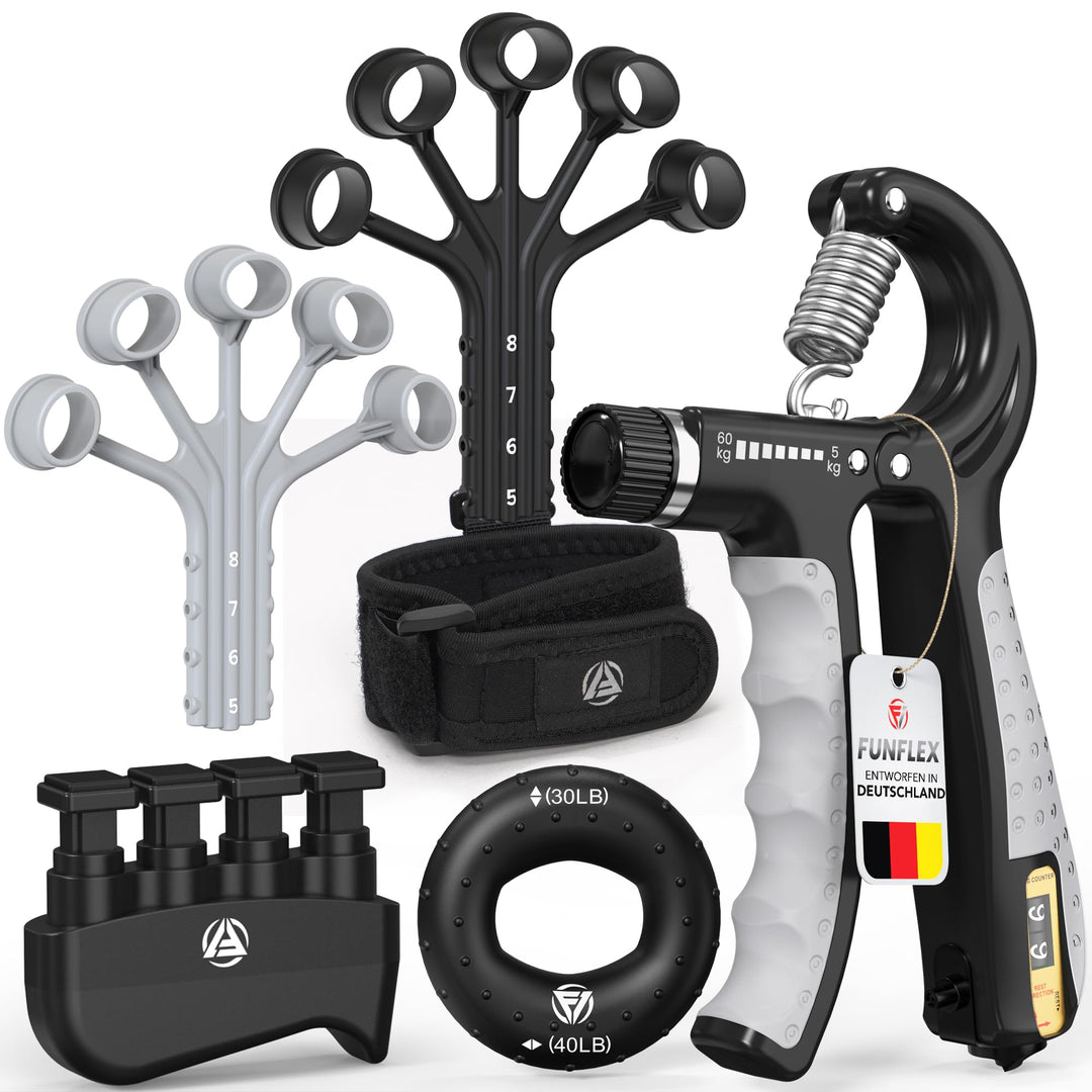 Handtrainer Fingertrainer, Griffkraft Trainer Set, Verstellbarer Unterarmtrainer, Finger Trainer, Un