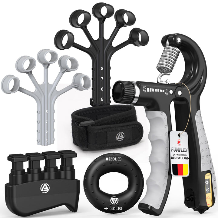 Handtrainer Fingertrainer, Griffkraft Trainer Set, Verstellbarer Unterarmtrainer, Finger Trainer, Un