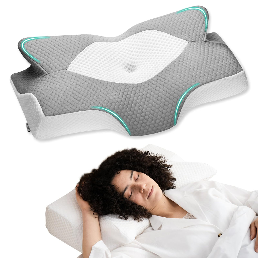 Elviros Orthopädisches Nackenkissen aus Memory Foam, Ergonomisches Kopfkissen Nackenschmerzen, für R