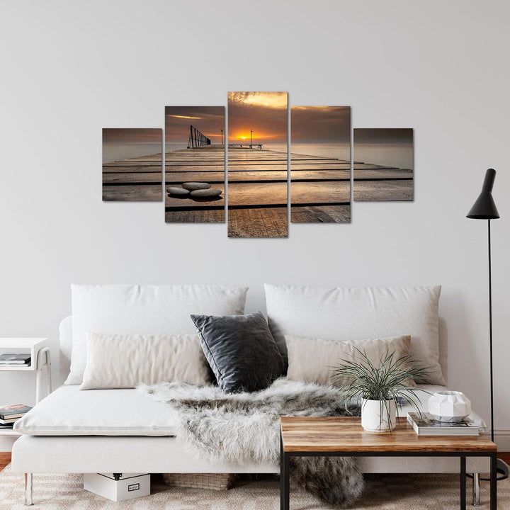 Runa Art Wandbilder Sonnenuntergang 5 Teilig Bild auf Vlies Leinwand Deko Schlafzimmer Wohnzimmer Me