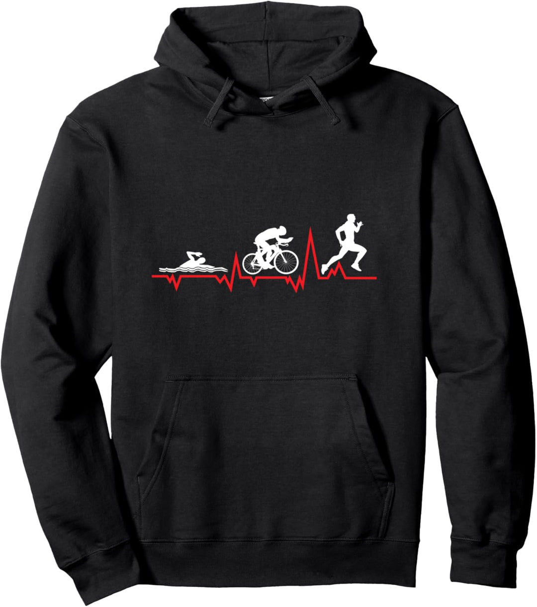 Herzschlag Für Triathlon Swim Bike Run Geschenk Ausdauer Pullover Hoodie